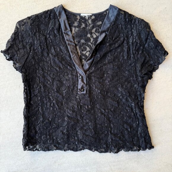 Y2K Sheer Black Lace Goth Top - Picture 6 of 6
